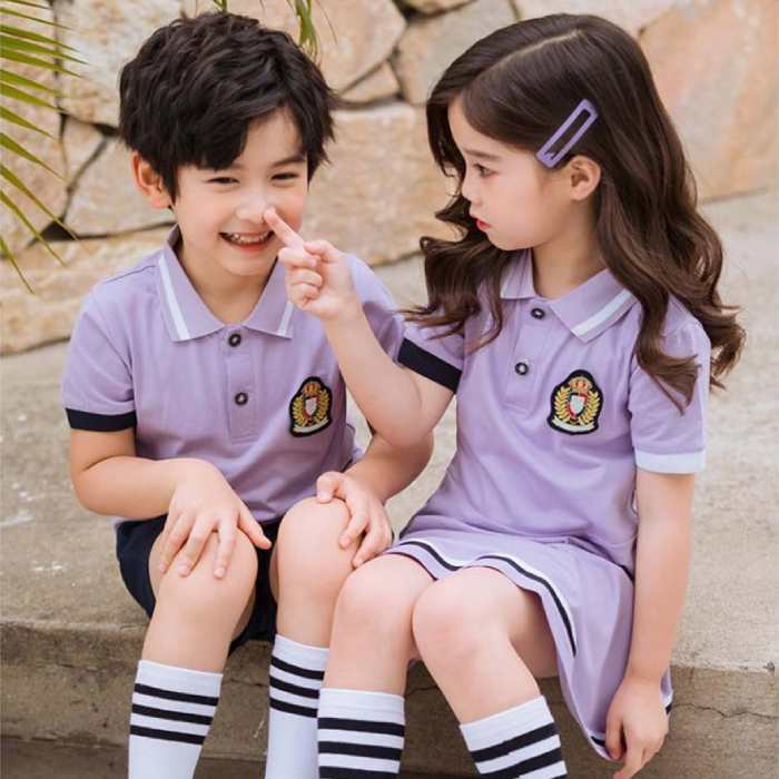 Mẫu áo polo đồng phục tiểu học màu tím nổi bật - Ảnh 2