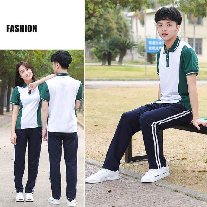 Mẫu áo polo màu xanh trắng đồng phục học sinh cấp 2 - Ảnh 2