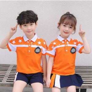 Áo polo ngắn tay đồng phục học sinh cấp 1 màu cam