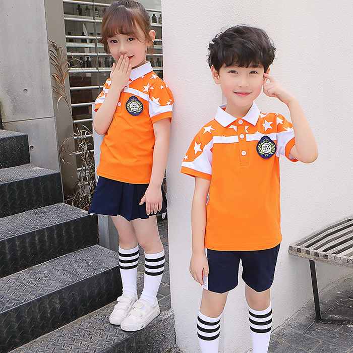 Áo polo ngắn tay đồng phục học sinh cấp 1 màu cam - Ảnh 4