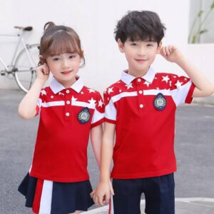 Áo polo ngắn tay đồng phục học sinh cấp 1 màu đỏ