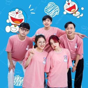 Mẫu Áo Simple Lớp Doraemon màu hồng dễ thương