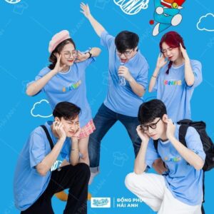 Mẫu Áo Simple Lớp Doraemon màu xanh dương thanh lịch