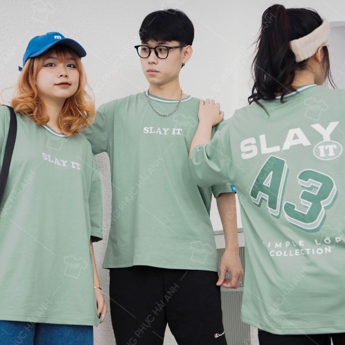Mẫu Áo Simple Lớp Slay It màu xanh rêu siêu đẹp, cực chất - Ảnh 3