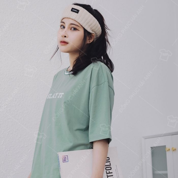 Mẫu Áo Simple Lớp Slay It màu xanh rêu siêu đẹp, cực chất - Ảnh 5