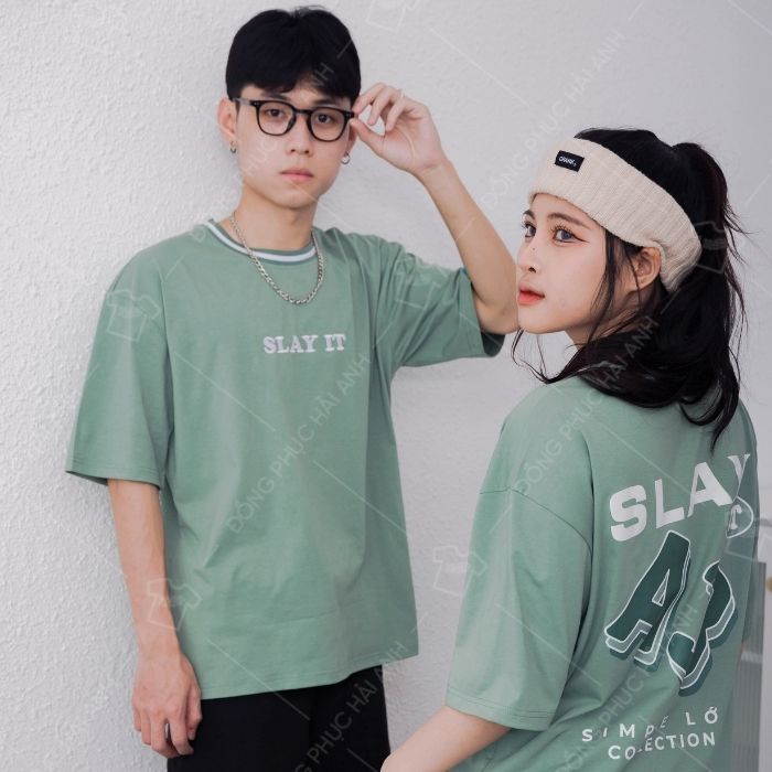 Mẫu Áo Simple Lớp Slay It màu xanh rêu siêu đẹp, cực chất - Ảnh 4
