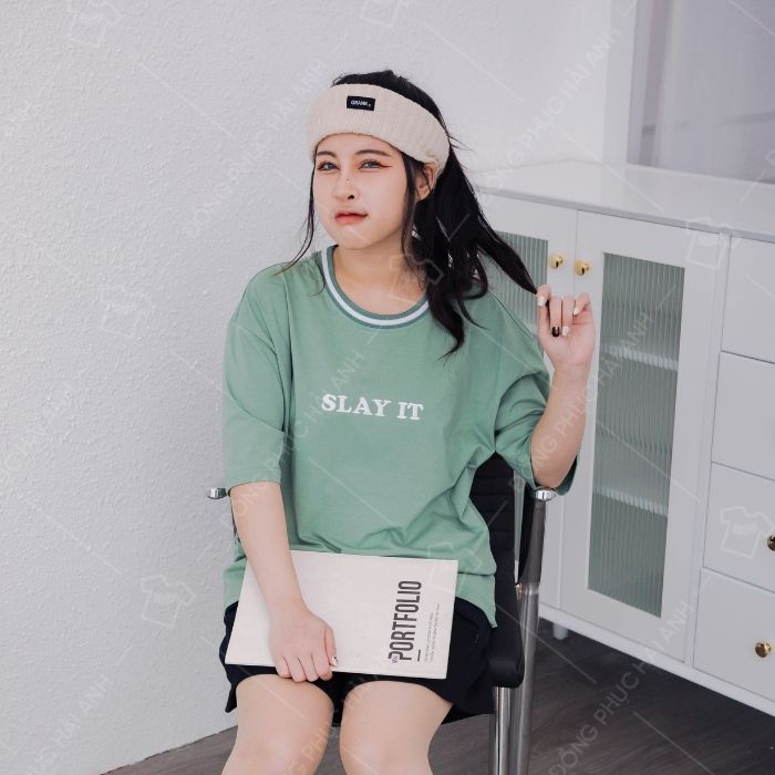 Mẫu Áo Simple Lớp Slay It màu xanh rêu siêu đẹp, cực chất - Ảnh 7