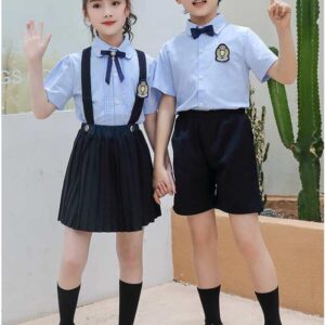 Áo sơ mi đồng phục học sinh cấp 1 màu xanh thanh lịch