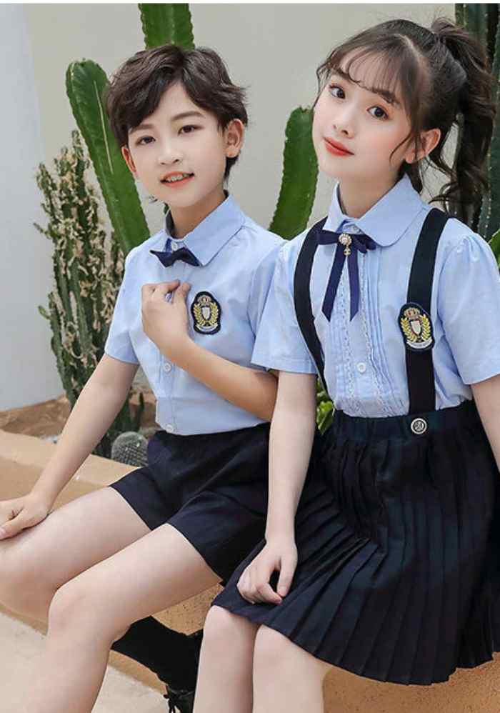 Áo sơ mi đồng phục học sinh cấp 1 màu xanh thanh lịch - Ảnh 2