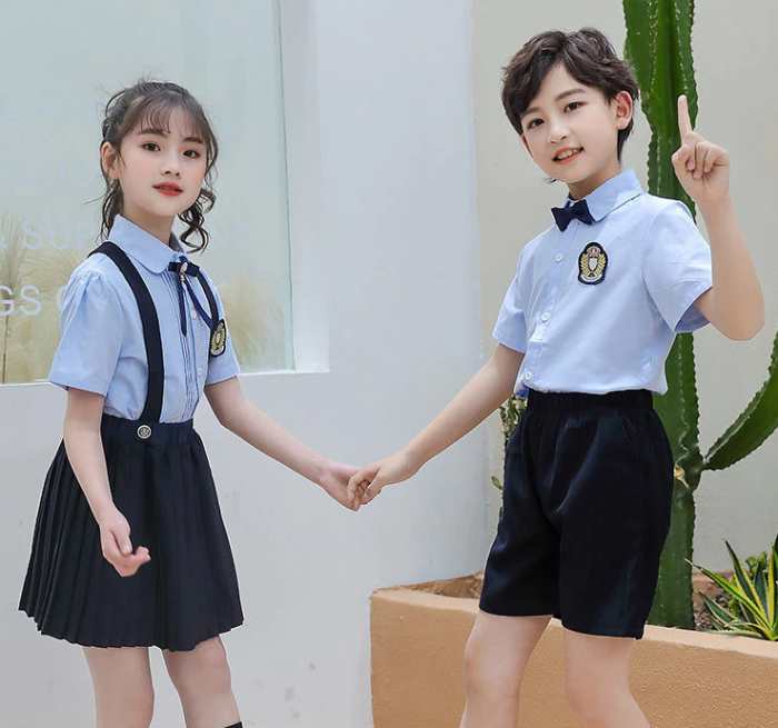 Áo sơ mi đồng phục học sinh cấp 1 màu xanh thanh lịch - Ảnh 4