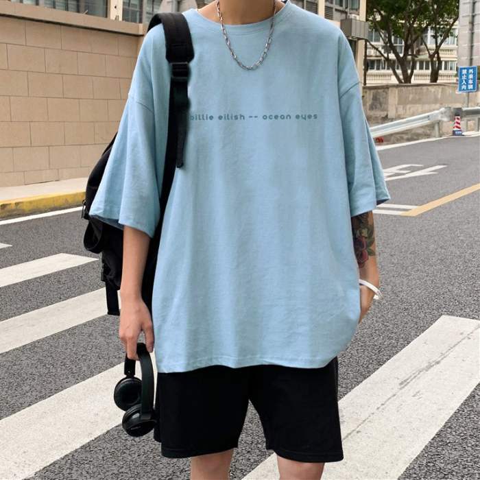 Áo thun Billie Eilish Ocean Eyes kiểu dáng oversize, cổ tròn, tay lỡ - Ảnh 5