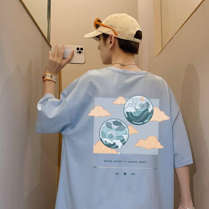 Áo thun Billie Eilish Ocean Eyes kiểu dáng oversize, cổ tròn, tay lỡ - Ảnh 2