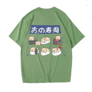 Áo thun hình cơm cuộn kiểu dáng oversize dành cho nam và nữ