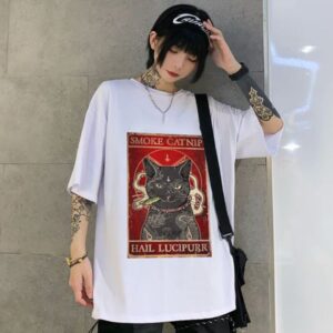 Mẫu áo thun hình mèo Smoke Catnip Hail Lucipurr