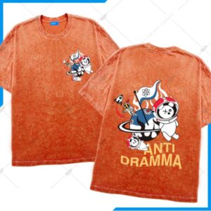 Mẫu Áo Wash Màu Cam Sao Đỏ Anti Drama - Ngông Collection