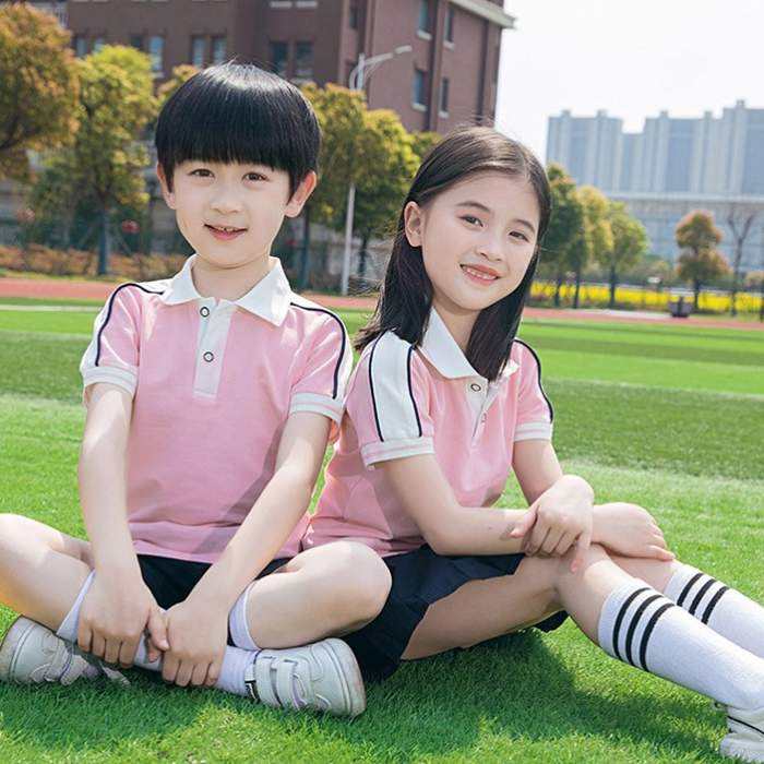 Đồng phục học sinh tiểu học màu hồng thanh lịch, đáng yêu