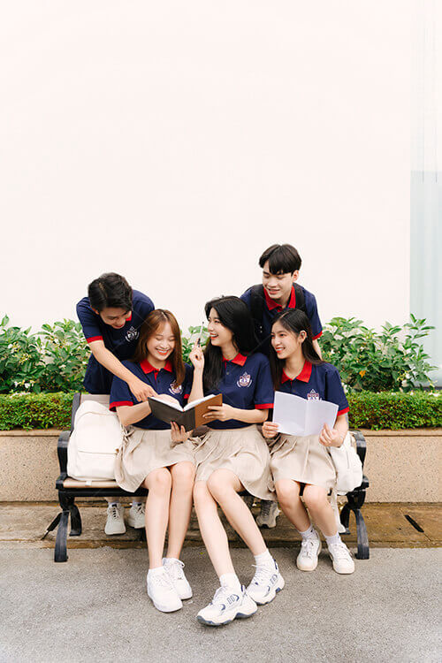 Mẫu Áo Đồng Phục Lớp Polo Besties Màu Xanh Đen Cổ Đỏ Đô - Ảnh 6