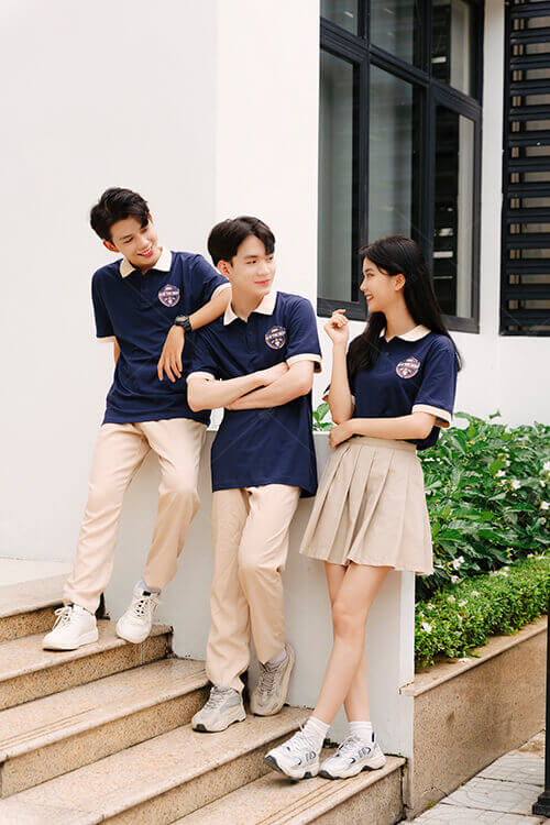 Mẫu Áo Lớp Polo Besties Màu Xanh Đen Phối Kem Chesee - Ảnh 5