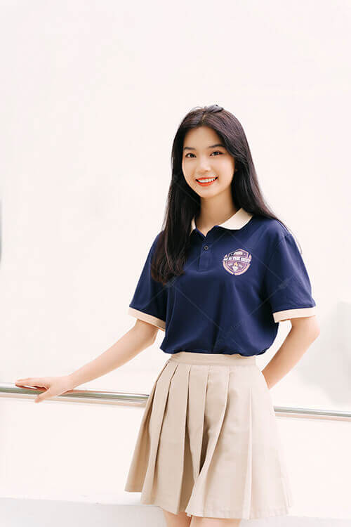 Mẫu Áo Lớp Polo Besties Màu Xanh Đen Phối Kem Chesee - Ảnh 3