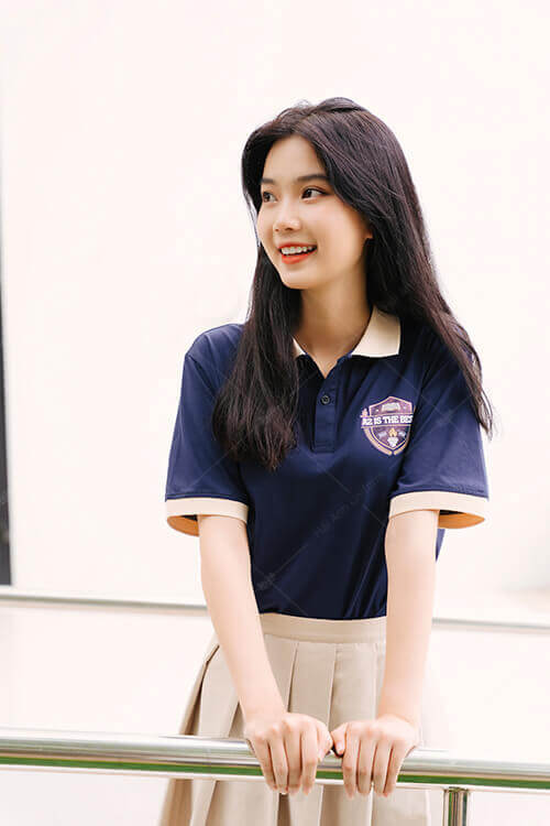 Mẫu Áo Lớp Polo Besties Màu Xanh Đen Phối Kem Chesee - Ảnh 2
