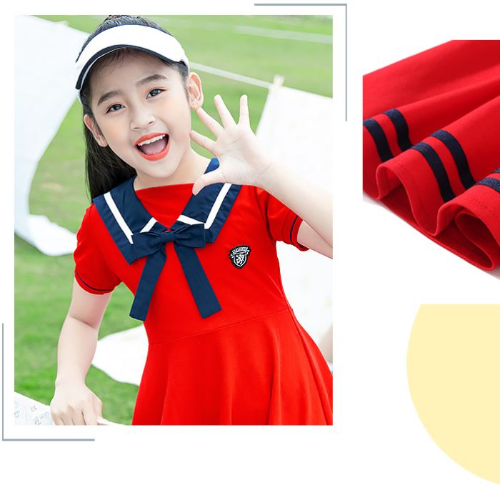 Váy đồng phục học sinh tiểu học màu đỏ nổi bật